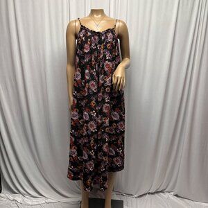 Maurices Floral Sleeveless Midi Dress Womens Size XL Black Casual Summer Travel